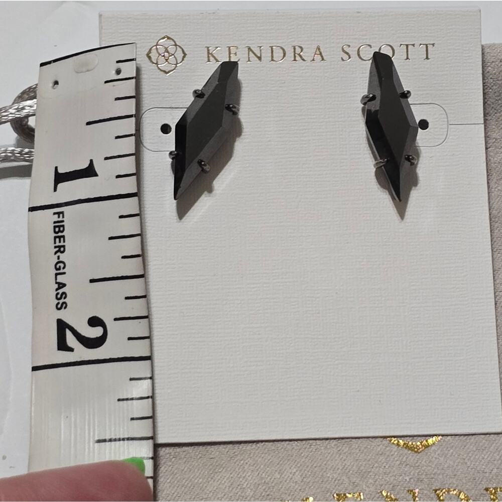 Kendra Scott Brooke? GUNMETAL AND BLACK HEMATITE STUD EARRINGS NEW - Picture 6 of 6